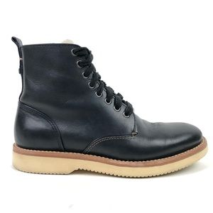 Coach Black Leather Lace-Up Boots with Shearling | Men’s 8